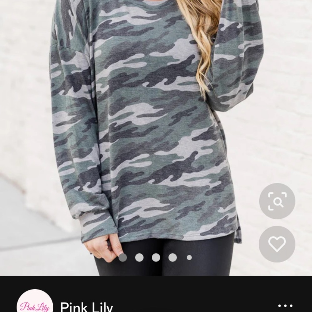 Pink lily new camo long sleeve shirt sz small